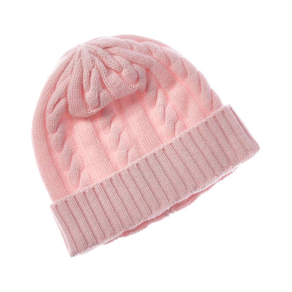 Brodie Cashmere Chunky Cable Pom Pom Cashmere Hat, Pink